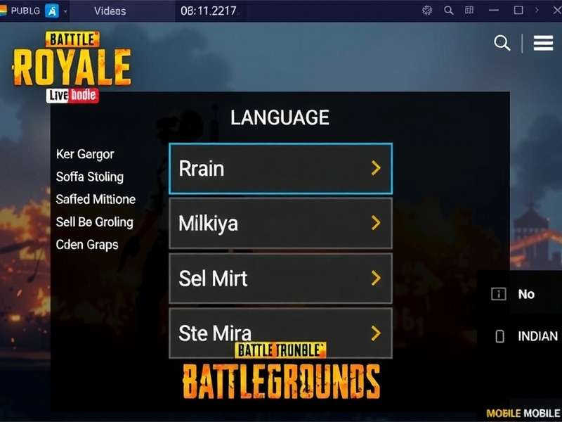 PUBG Mobile Battle Royale - Indian Language Support PUBG Mobile Battle Royale language selection screen with Indian languages