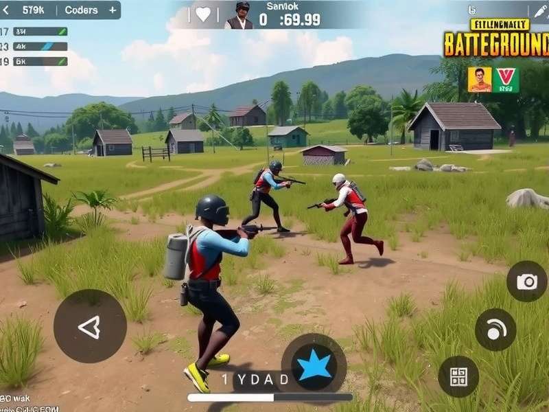 PUBG Mobile Battle Royale - Squad Combat PUBG Mobile Battle Royale gameplay showing squad fighting in Sanhok map